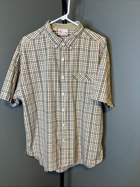 Casual Short-Sleeve Button-Down Plaid Shirt - Black & White